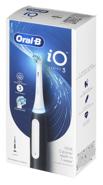 Furçë dhëmbësh elektrike Oral-B iO Series 3, 3 mënyra pastrimi, sensor presioni, e zezë