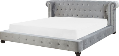 Shtrat Beliani Cavaillon, Super King 180 x 200 cm, kadife, gri e hapur