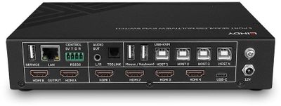 Switch KVM Lindy 5 Port Seamless Multiview, 4 hyrje, 4K, i zi