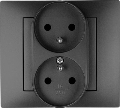 Prizë dyshe Vestra 3843-19, modulare 2x2P+E, IP20, e zezë