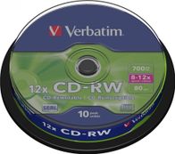 CD Verbatim CD RW 700MB, 12x, paketim 10 copë