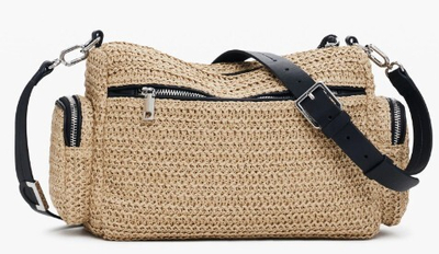 Çantë dore për femra Desigual Half Logo Raffia HA, bezhë