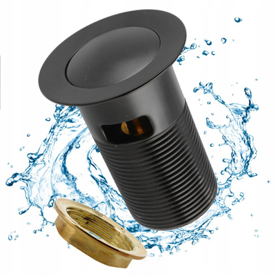 Tapë automatike klik-klak Watersolution për lavaman me tejmbushje, e vogël, e zezë