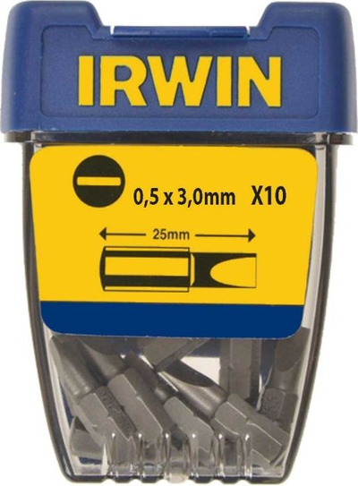Set bitash kaçavidash IRWIN me prerje të drejtë, 3.0 x 25mm, 10 copë, gri