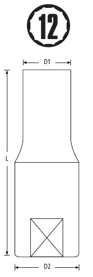 Prizë 12- pikëshe Stanley (STMT73356-8B), 1/2", 25mm, krom