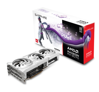 Kartë grafike Sapphire AMD Radeon RX 9070 PURE, 16GB GDDR6, 3 ftohësa, e bardhë