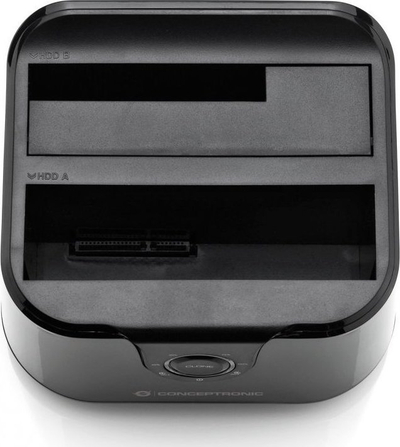 Stacion dokimi për hard disk Conceptronic DONN12B, USB 3.0, me dy slote, ngjyrë e zezë