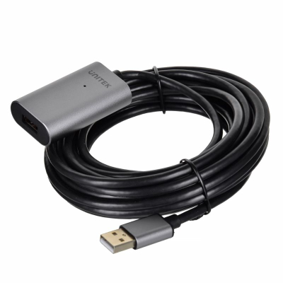 Kabllo USB Unitek Y-271, USB-A në USB-A, 5 m, ngjyrë argjendi