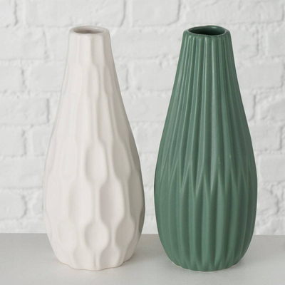 Vazo dekorative Boltze, stoneware, 24 x 10 cm, e bardhë