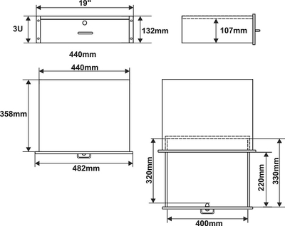 Sirtar RACK Pulsar RAS-R3, 19", 3U, metalik i zi