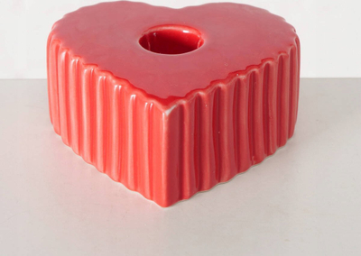 Mbajtëse qirinjsh Boltze Home Anima, qeramike, 4 x 9 cm, e kuqe