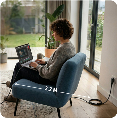 Karikues laptopi 3mk Hardy, 65W, 20V USB C DC 4.5x3.0, i zi