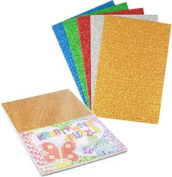Set shkumëzash me shkëlqim Penword Glitter Foam Puzzle, 20x30 cm, 5 copë, shumëngjyrëshe
