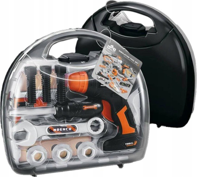 Set lodër veglash “Friction Drill in a Box”, stërvitje me fërkim pa bateri, valixhe plastike, e zezë portokalli