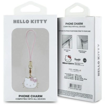 Varëse telefoni Hello Kitty HKCPMKHP, figurë koke, për çdo lloj telefoni, rozë