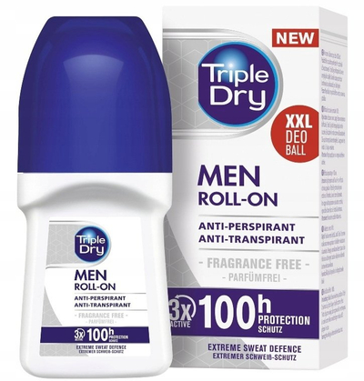 Deodorant roll-on Triple Dry Men, 100h mbrojtje, pa aromë, 50ml