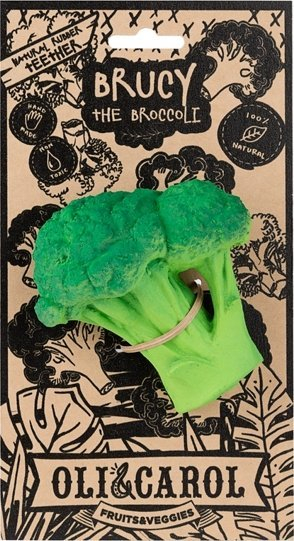 Lodër për dhëmbëzim Oli &amp; Carol Brucy the Broccoli, gome natyrale, pa BPA, jeshile