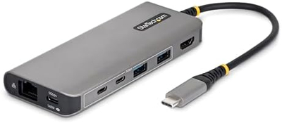 Adapter USB C StarTech 7 në 1, HDMI 4K 60Hz, Power Delivery 140W, gri