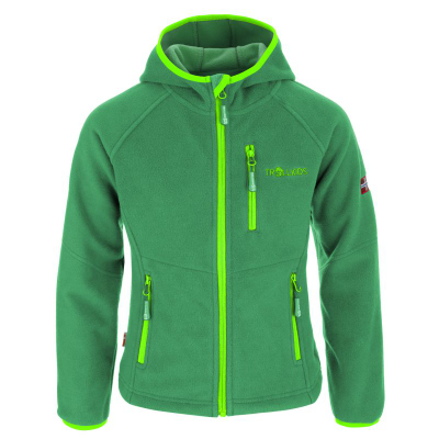 Флис јакна за деца TrollKids Kids Stavanger Jacket Jr, со капуч, отпорна на ветер, сина