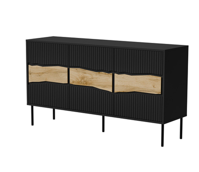 Komodë Cama Meble Inserto 3D, 143.5x40x80 cm, LED, e zezë