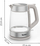 Çajnik elektrik Tefal Glass KI605B30, 1.7L, xham inoks, gri e çelik