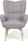 Karrige relaksi me tabure Wingback, stof, gri e çelët