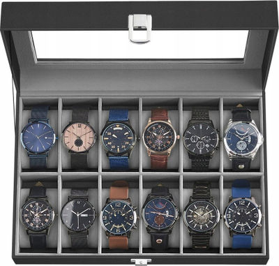 Kuti për orë LEOBERT Watch Box 12, 12 ndarje, 31x13x23 cm, e zezë