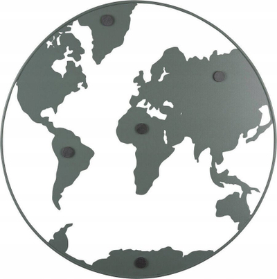 Tabelë memo Present Time World Map, metal, me magnetë, gri