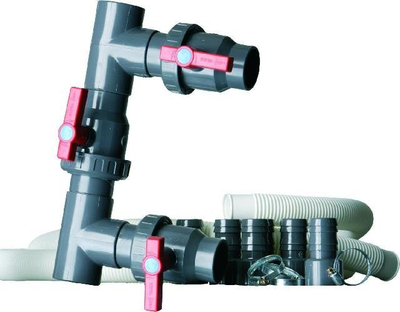 Komplet bypass për pishinë Gre Heat Kit 38/50, për pishina sipër tokës, me valvula dhe tuba, gri