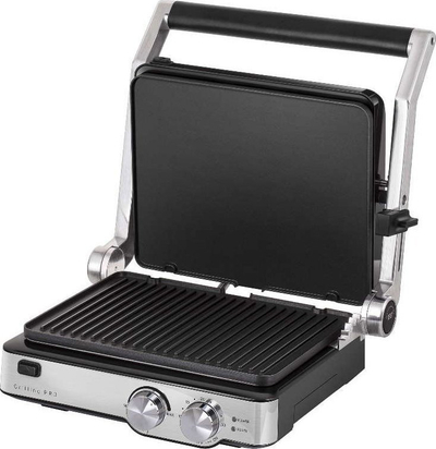 Grill elektrik Sencor SBG 4010SS, pllaka që s'ngjiten, hapet 180°, ngjyrë argjendtë