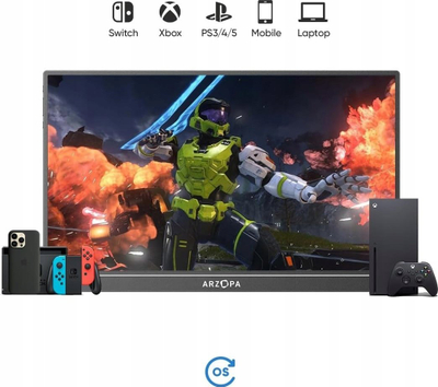 Monitor portativ Arzopa A1 15.6", IPS, Full HD, gri