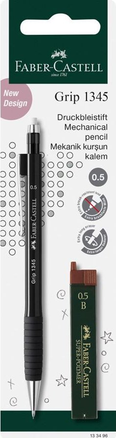 Laps mekanik Faber-Castell Grip 1345, trup i rehatshem, me fshirese, gri