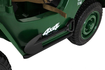 Makinë lodër elektrike Jeep Willys Military, 12V, 3 vende, jeshile ushtarake