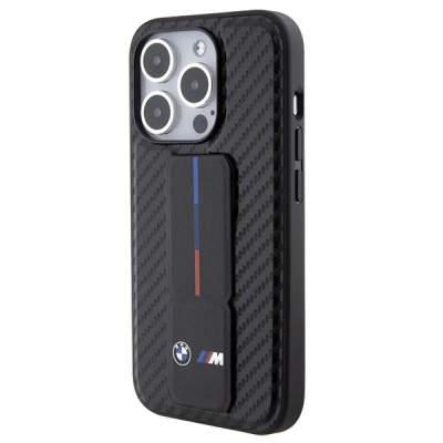 Kuti mbrojtëse BMW M Series BMHCP15LGSPCCK për iPhone 15 Pro 6.1", me stand, karbon, e zezë