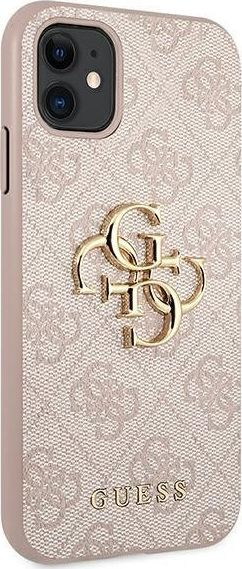 Kllëf telefoni Guess 4G Metal Logo për iPhone 11, rose gold, rozë