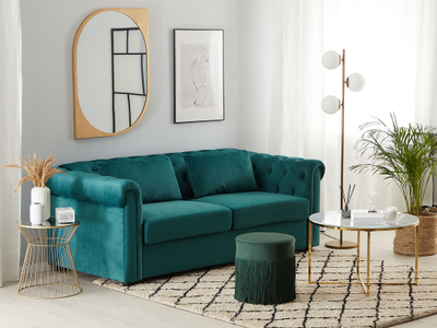 Divan-krevat Beliani Chesterfield, kadife, dopio, jeshil