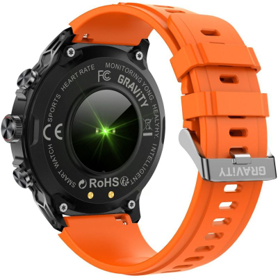 Smartwatch burrash Gravity GT41 4, ekran 1.85", thirrje me Bluetooth, portokalli me të zezë