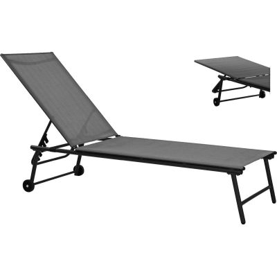 Shezllon pishine Ambiance metal, shpinore me rregullim, 185x57x31 cm, gri