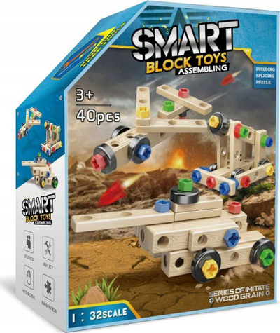 Lodër ndërtimi Madej Smart Block Toys, 3 në 1, 40 copa, shumëngjyrëshe