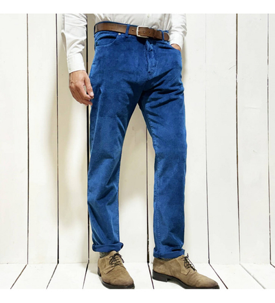 Pantallona kadife The Indigo, korduroy, drejt, blu indigo