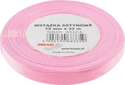 Shirit sateni Brewis, 12mm, 32m, rozë e hapur