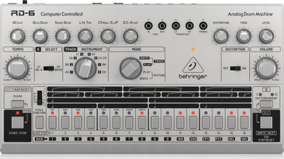Drum machine Behringer RD-6-SR, analoge, 8 tinguj, ngjyrë argjendi