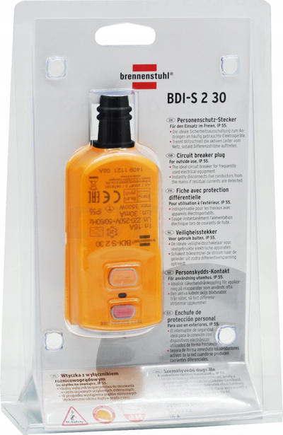 Prizë mbrojtëse Brennenstuhl BDI S 2 30, RCD Type A, 16A IP55, portokalli