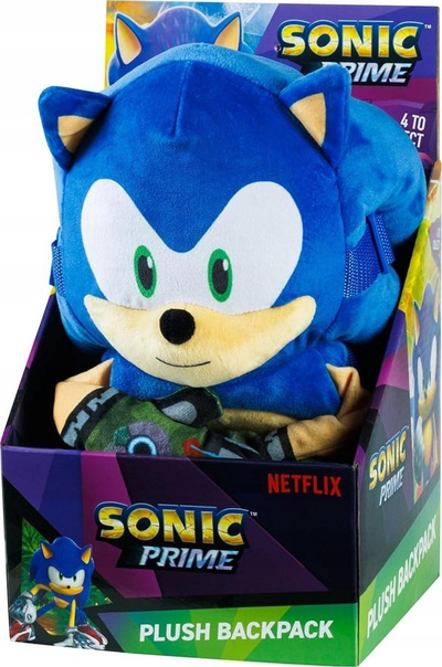 Çantë shpine Sonic Prime Plush, 45 cm, për kalamaj, blu