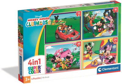 Puzzle Clementoni Mickey Mouse Clubhouse 4n1, 12 16 20 24 copa, për kalamaj 3+