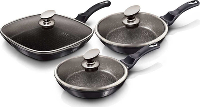 Set tiganësh Berlinger Haus Carbon Pro, 6 copë, alumini, me veshje që s’ngjit, ngjyrë e zezë