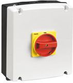 Kuti mbrojtëse Lovato Electric GAZ2, IP65, për çelësa shkëputës GA063SA GA063A GA100A GA080D, dorezë verdhë kuqe