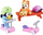 Set lodrash TM Toys Bluey me trotinet, figura Bluey dhe Bingo, shumëngjyrësh