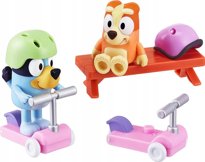 Set lodrash TM Toys Bluey me trotinet, figura Bluey dhe Bingo, shumëngjyrësh