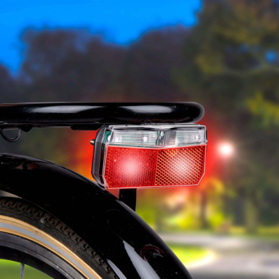 Dritë e pasme biçiklete Dunlop LED me reflektor për dinamo, e kuqe